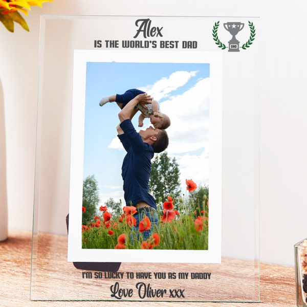 Dad Photo Frame Gift Personalise with Any Name Is The World's Best Dad 6x4'' or 7x5''